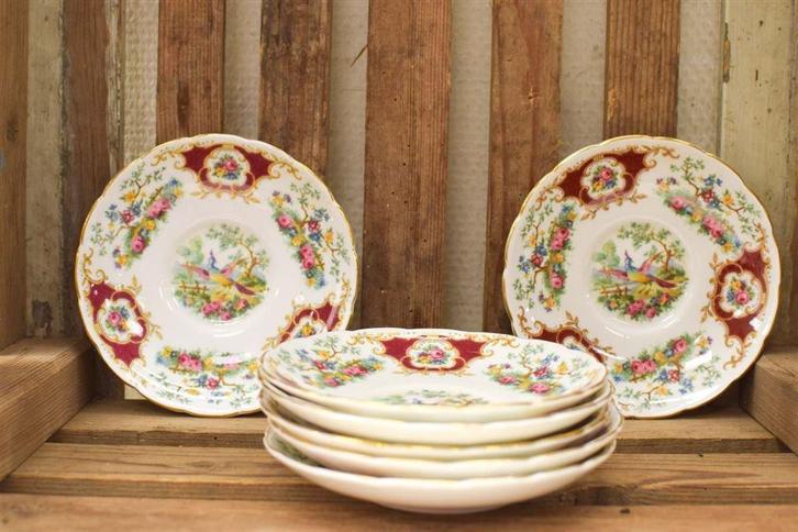 7 stuks Coalport porseleinen schoteltjes 45646, Huis en Inrichting, Keuken | Servies, Gebruikt, Kop(pen) en/of Schotel(s), Overige stijlen