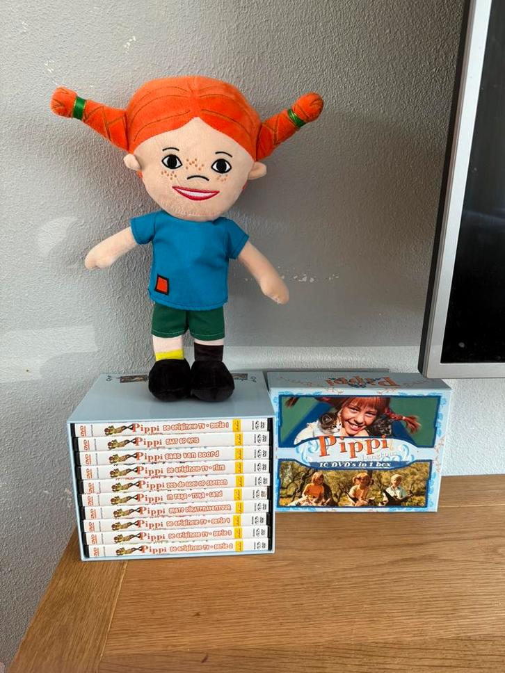 Pippi Langkous knuffel en DVD box origineel en compleet, Cd's en Dvd's, Dvd's | Tv en Series, Zo goed als nieuw, Alle leeftijden
