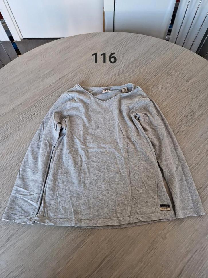 Longsleeve maat 116 grijs Scotch shrunk, Kinderen en Baby's, Kinderkleding | Maat 116, Zo goed als nieuw, Jongen, Shirt of Longsleeve
