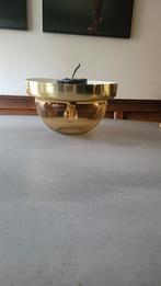 Echt vintage plafonniere plafondlamp goud bruin rookglas, Ophalen, Gebruikt, Glas, Vintage seventies
