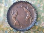 Prachtig oud koper bord uit Armenië met leeuwen 49,6 cm., Antiek en Kunst, Ophalen of Verzenden, Koper