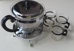 Bodum theepot met filter en rechaud en 4 bodum kopjes, Ophalen, Gebruikt