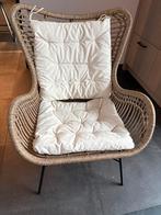 Bijzetfauteuil kunststof rotan look incl 2 kussens, Huis en Inrichting, Ophalen, Kunststof, Bruin, Zo goed als nieuw