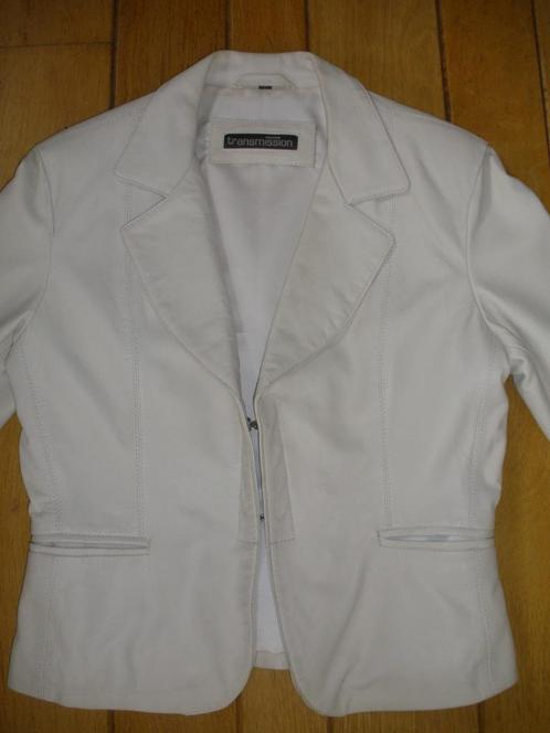 TRANSMISSION colbert wit leer maat XL, Kleding | Dames, Jasjes, Kostuums en Pakken, Zo goed als nieuw, Jasje, Maat 46/48 (XL) of groter