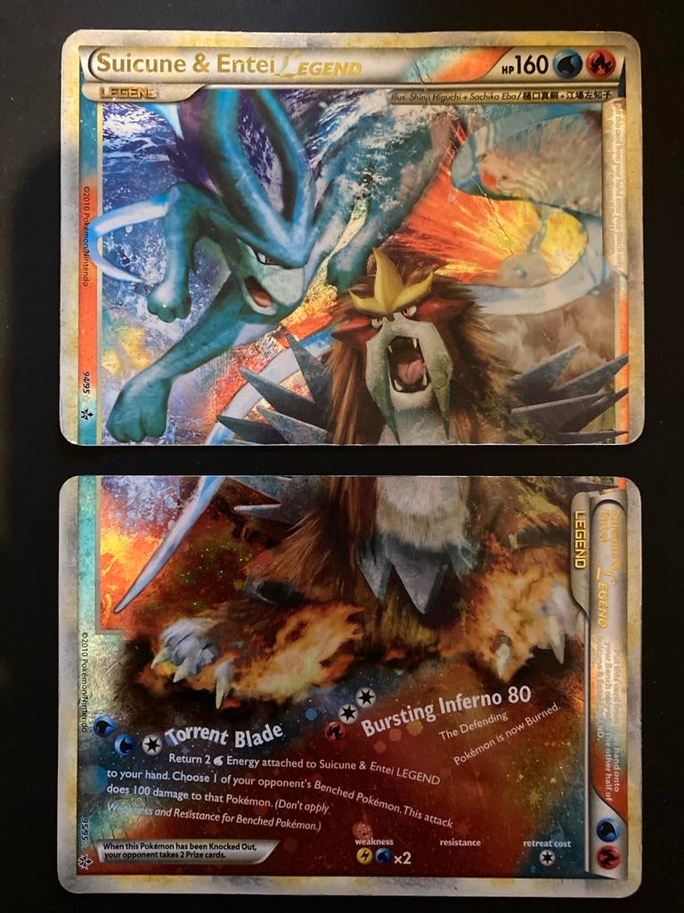 Pokemon Kaarten Suicune & Entei LEGEND 94/95 en 95/95, Ophalen of Verzenden, Gebruikt, Meerdere kaarten