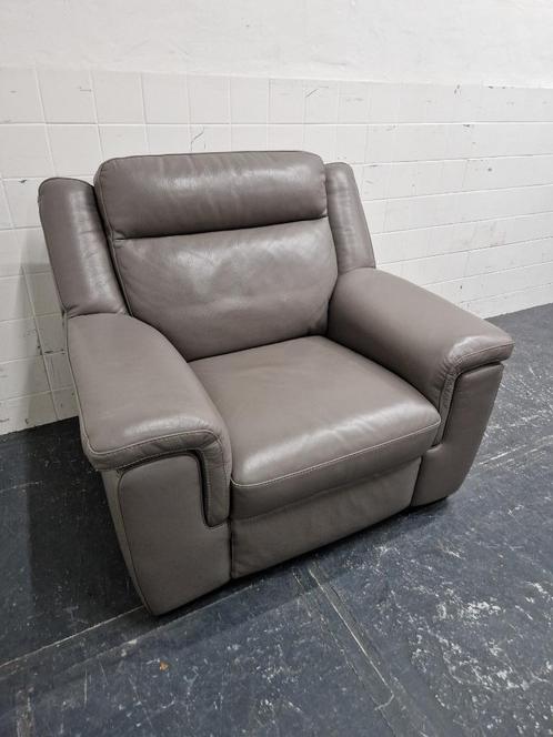 Fauteuil grijs / antraciet leer, Huis en Inrichting, Fauteuils, Gebruikt, Leer, 100 tot 125 cm, 75 tot 100 cm, Ophalen