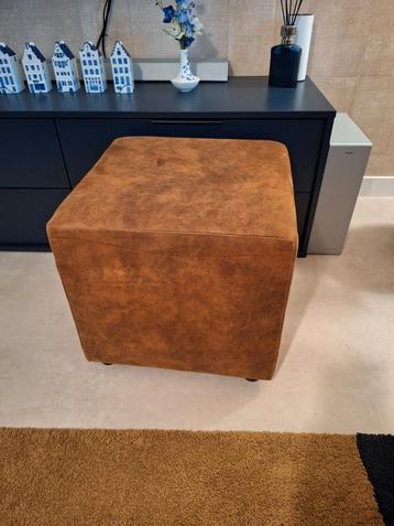 2 Hocker Nando - Cognac - 46x46x46 cm beschikbaar voor biedingen