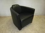 Zwart leren clubfauteuil, Huis en Inrichting, Fauteuils, Gebruikt
