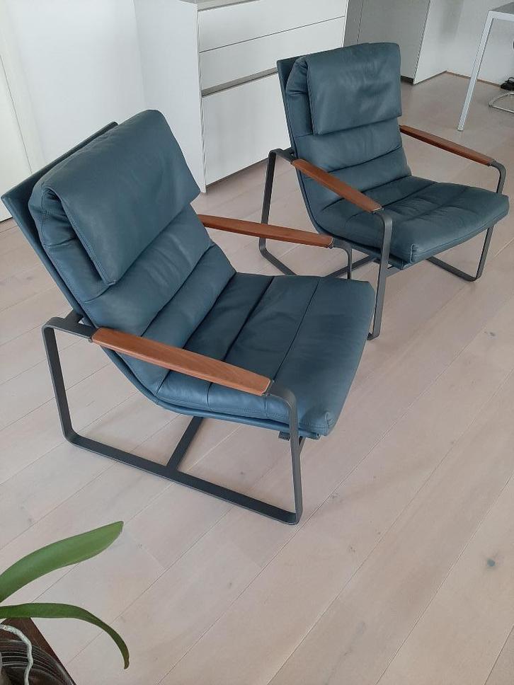 Leolux Indra plus fauteuils, Huis en Inrichting, Fauteuils, Gebruikt, Leer, Metaal, 50 tot 75 cm, 75 tot 100 cm, Ophalen