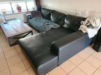 Grote Loungebank sky leer zwart, Ophalen, Gebruikt, Leer