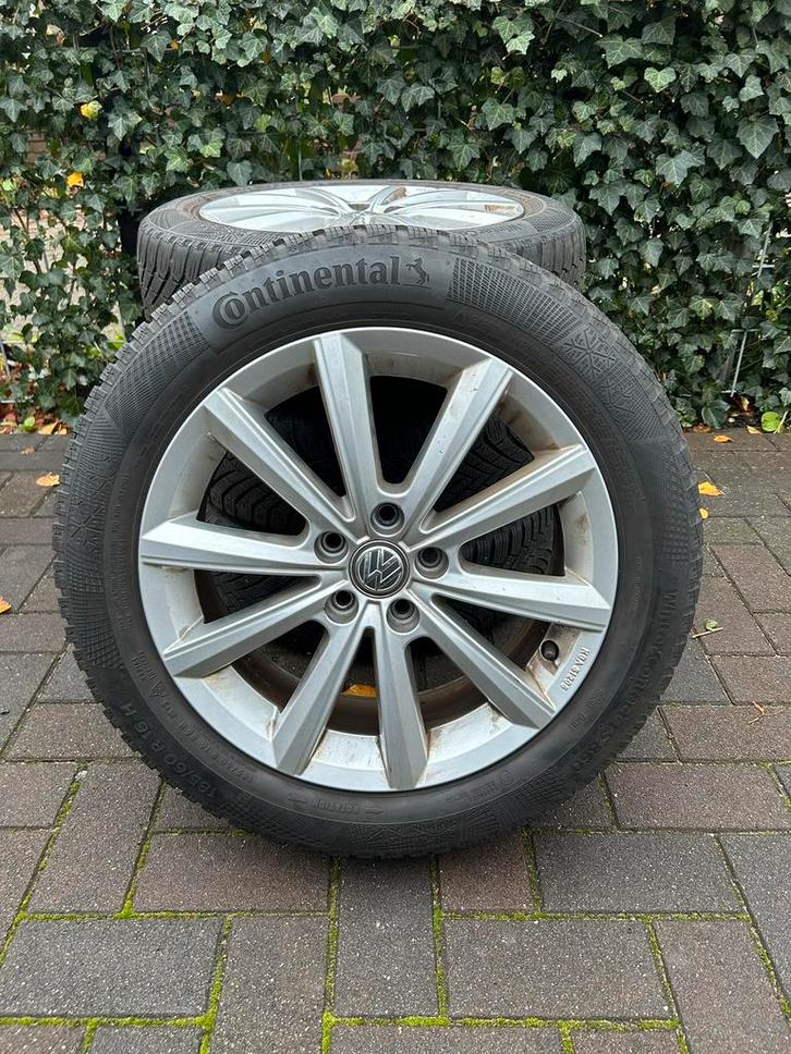 VW volkswagen polo 16 inch 5x100 winterset Continental M+S, Auto-onderdelen, Banden en Velgen, Banden en Velgen, Winterbanden