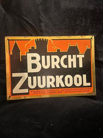 reclamebord Burcht Zuurkool Noord-Hollandse conservenfabriek beschikbaar voor biedingen