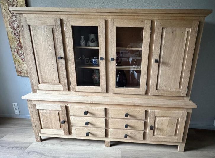 Geloogde eiken buffetkast, Huis en Inrichting, Kasten | Buffetkasten, Gebruikt, 150 tot 200 cm, 200 cm of meer, 25 tot 50 cm, Met lade(s)