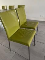 Groene lederen eettafelstoelen - set van 8, Ophalen, Gebruikt, Overige kleuren, Leer