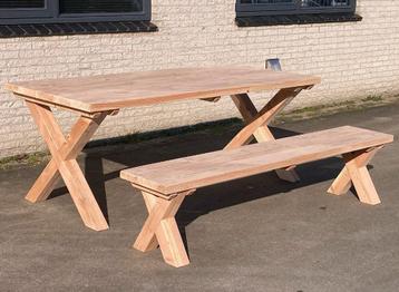 Tuintafel met 1 bank X poten Douglas hout in 3 maten beschikbaar voor biedingen