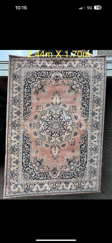 Prachtig vintage wollen kleed – 244 x 170 cm, Huis en Inrichting, Stoffering | Tapijten en Kleden, Gebruikt, 150 tot 200 cm, Rechthoekig
