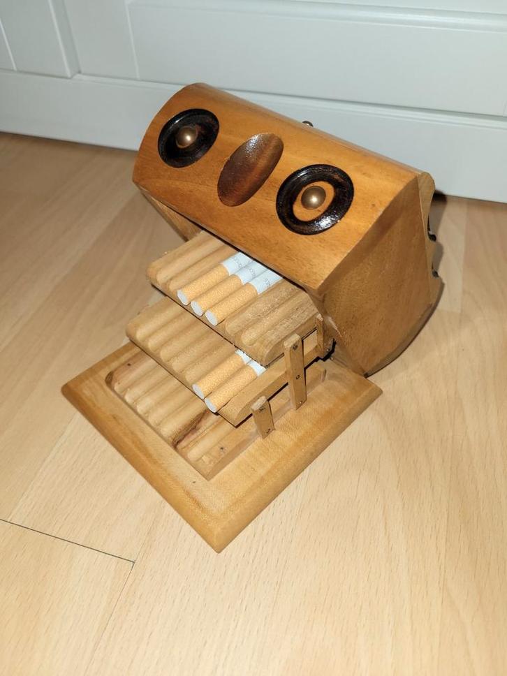 Vintage Houten Sigaretten Bewaardoosje, Antiek en Kunst, Curiosa en Brocante, Ophalen of Verzenden