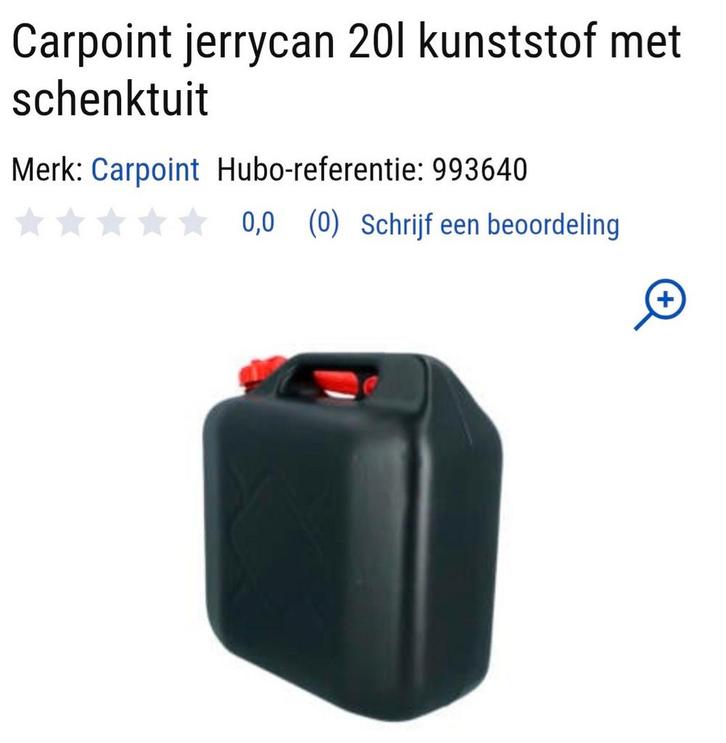2 Jerrycans 20L - Brandstof/Petroleum, Auto diversen, Auto-accessoires, Ophalen