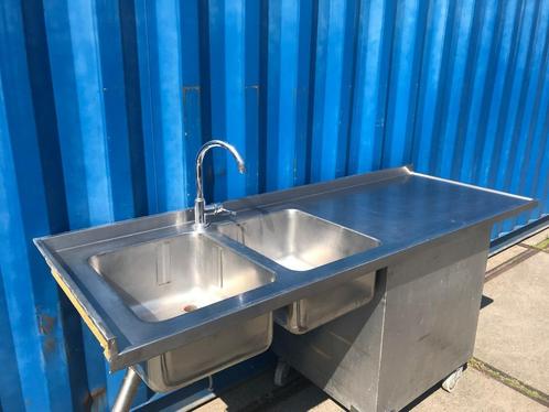 RVS dubbele spoelbak / werkblad los opleg element, Huis en Inrichting, Keuken | Keukenelementen, Gebruikt, Minder dan 100 cm, Ophalen