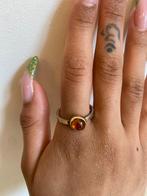Zilveren ring met gouden zetting  steen heen carneol maat 22, 20 of groter, Nieuw, Ophalen of Verzenden, Dame of Heer
