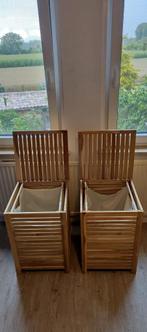 2x houten 30 liter Wasmanden + stoffen wasbare zakken erin, Ophalen, Zo goed als nieuw, Bruin, Overige typen