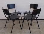 4 x schoolstoelen vintage hout metaal zwart cafe stoelen, Zwart, Ophalen of Verzenden, Zo goed als nieuw, Vijf, Zes of meer stoelen