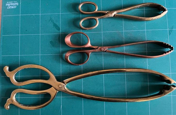 Drie Antieke Houtskooltangen - Koper, Antiek en Kunst, Antiek | Koper en Brons, Koper, Ophalen of Verzenden