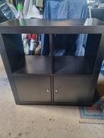 Ikea Kallax kast zwart/bruin met deurtjes, Ophalen, Gebruikt, 50 tot 100 cm, Minder dan 100 cm