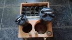 Oude messing gewichten in kist, Antiek en Kunst, Antiek | Gereedschap en Instrumenten, Ophalen