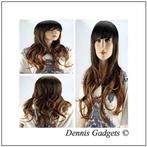 Dennis Gadgets: Gradient bruin lang krullend haar nr. 8, Sieraden, Tassen en Uiterlijk, Nieuw, Pruik of Haarverlenging, Ophalen
