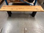Eiken bankje met stalen poten - 180cm, Ophalen, Puur, Puur, Gebruikt