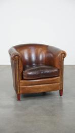 Stoere schapenleren clubfauteuil met een mooi patina, Huis en Inrichting, Fauteuils, Ophalen, Gebruikt, ., Klassiek