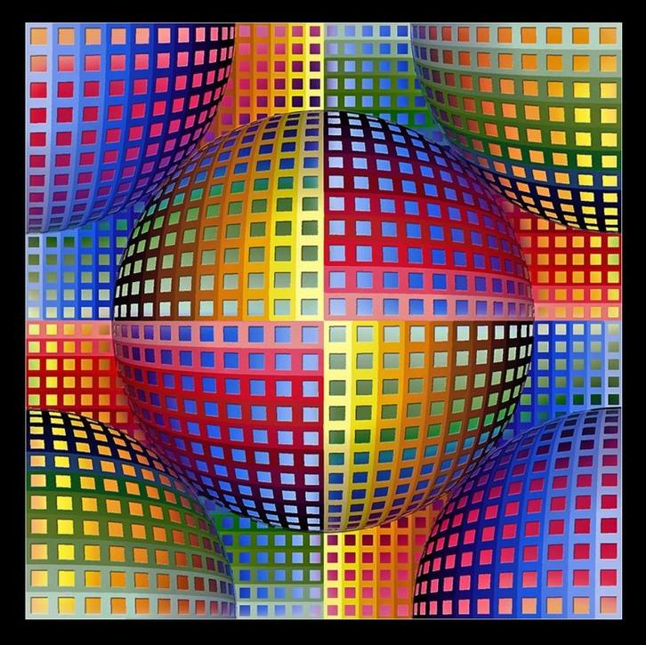 Victor Vasarely - Compositie II - Litho, Antiek en Kunst, Kunst | Litho's en Zeefdrukken, Ophalen of Verzenden