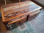 Mooie salontafel kist oud-teak, Ophalen, Gebruikt, 100 tot 150 cm, 50 tot 100 cm
