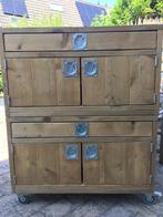 Kasten steigerhout met lades en vakken., Huis en Inrichting, Kasten | Ladekasten, Ophalen, 1 of 2 laden, 50 tot 100 cm, Zo goed als nieuw