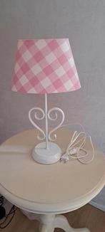 Leuke lamp met lampenkap roze- wit geblokt. 2x, Ophalen, Zo goed als nieuw, Wit, Ovaal