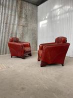 Art deco fauteuils clubchair buffelleder vintage stoelen, Huis en Inrichting, Fauteuils, Ophalen of Verzenden