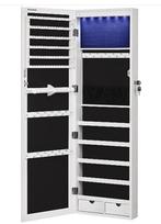 Nieuwe sieradenkast kast met spiegel, Ophalen of Verzenden, Nieuw, Wit