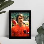 Johan Cruyff gedrukte handtekening ingelijst Oranje, Verzamelen, Sportartikelen en Voetbal, Ophalen of Verzenden