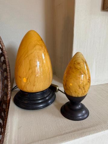 Set van 3 tafellampen gemarmerd glas beschikbaar voor biedingen