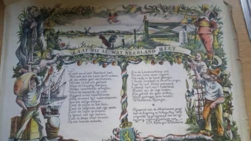 Rijmprent Bertus Aafjes & Piet Worm 1948 Wilhelmina, Antiek en Kunst, Ophalen