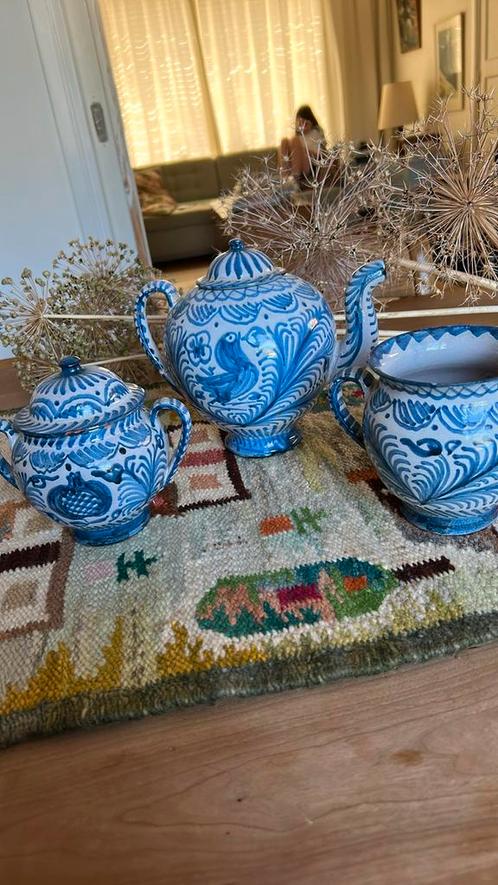 Oude Spaanse Grenada Granada theepot roomstel, Antiek en Kunst, Antiek | Keramiek en Aardewerk, Ophalen of Verzenden