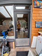 Hardhouten achterdeur met dubbel glas, Gebruikt, Deurkozijn, 150 tot 225 cm, Hout