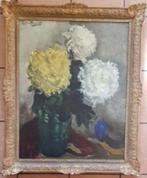 Piet van Wijngaerdt(1873)Olieverf Doek "Chrysanten Geel" Ges, Antiek en Kunst, Ophalen of Verzenden