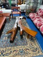 Salontafel of bankje Japandi wortelhout teakhout console, Ophalen, Gebruikt, Japandi. Rustiek vintage. Brutalisme. Art Brut, 100 tot 150 cm