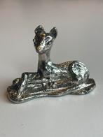 Miniatuur beeldje reekalf verzilverd letterbakfiguur vintage, Ophalen of Verzenden