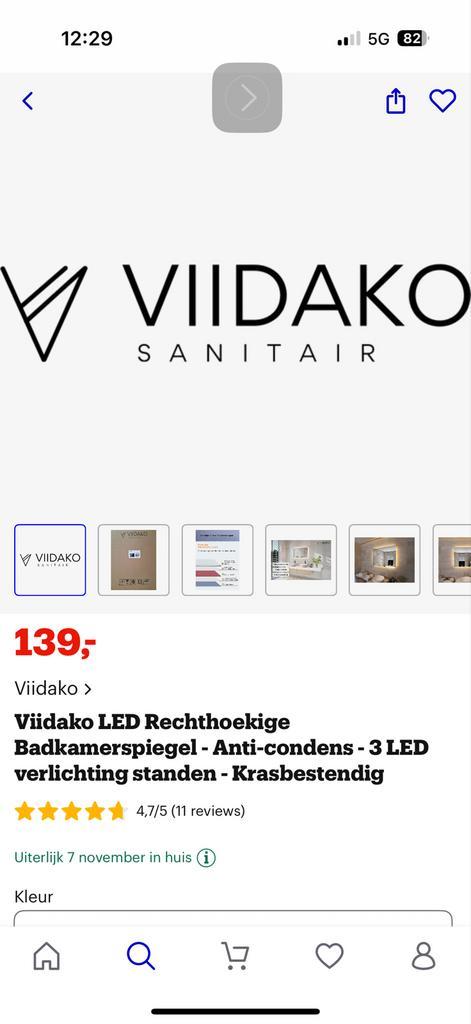Viidako LED Rechthoekige Badkamerspiegel, Huis en Inrichting, Woonaccessoires | Spiegels, Nieuw, 75 tot 100 cm, 100 tot 150 cm