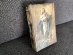 Houten kistje boek vorm met Maria en religieuze munt, Verzamelen, Religie, Ophalen of Verzenden, Zo goed als nieuw