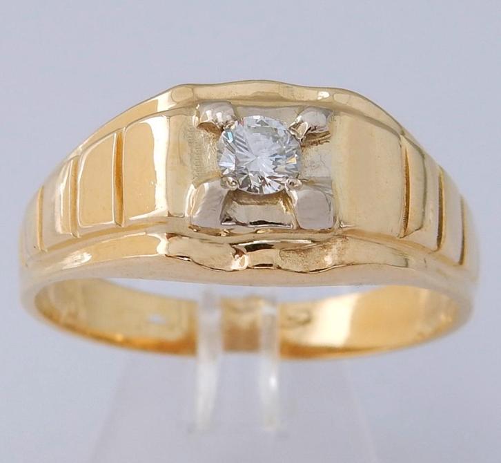 Zware 18k Gouden Ring grote .20crt Diamant (verkocht), Sieraden, Tassen en Uiterlijk, Ringen, Nieuw, Heer, 20 of groter, Goud
