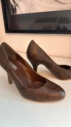 Bruine Pumps met slangenprint, maat  36, Ophalen of Verzenden, Zo goed als nieuw, Bruin